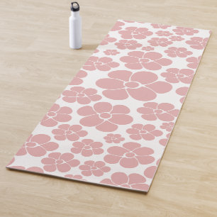 Flower Pattern - Pink and White Yoga Mat