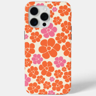 Flower Pattern - Pink, Orange and Cream iPhone 15 Pro Max Case