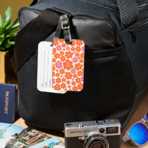 Flower Pattern - Pink, Orange and Cream Luggage Tag