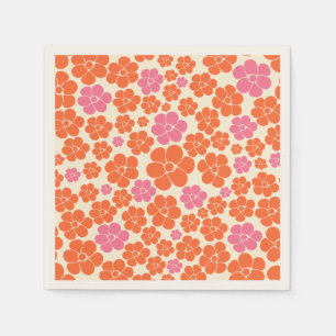 Flower Pattern - Pink, Orange and Cream Napkin