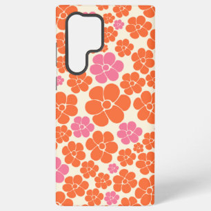 Flower Pattern - Pink, Orange and Cream Samsung Galaxy Case