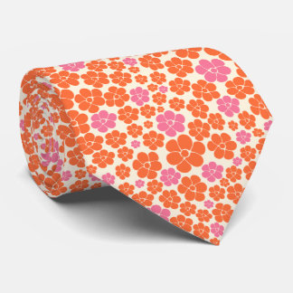 Flower Pattern - Pink, Orange and Cream Tie