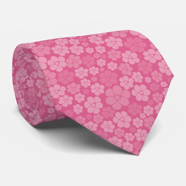 Flower Pattern - Pink Tie (Rolled)