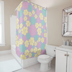 Flower Pattern - Pink, Yellow, Purple and Green Shower Curtain