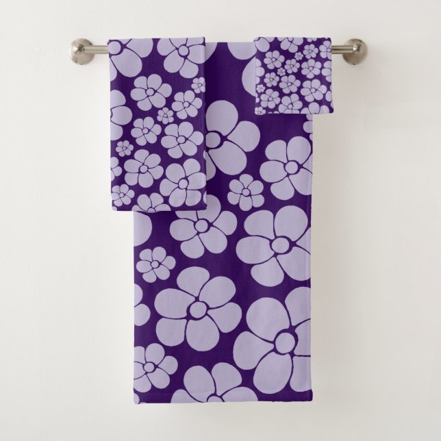 Flower Pattern - Purple Bath Towel Set (Insitu)