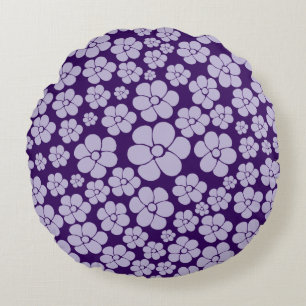 Flower Pattern - Purple Round Cushion