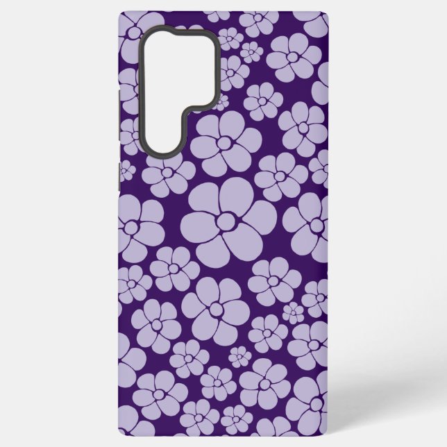Flower Pattern - Purple Throw Pillow Samsung Galaxy S22 Ultra Case (Back)