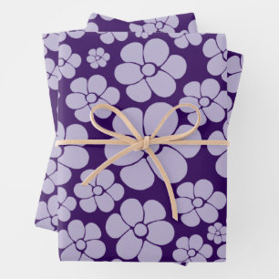 Flower Pattern - Purple Wrapping Paper Sheet
