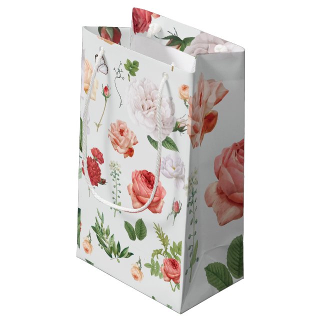 Flower Pattern, Rose Small Gift Bag (Back Angled)