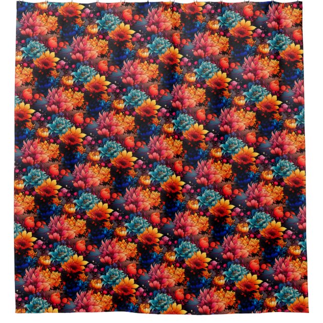 Flower Pattern Shower Curtain (Front)