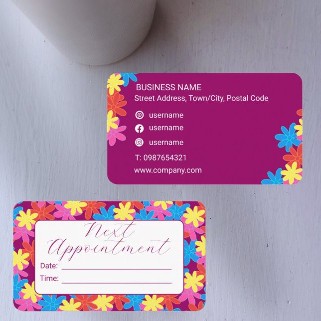 FLOWER PATTERN SOCIAL MEDIA NEXT APPOINTMENT CARD (Creator Uploaded)
