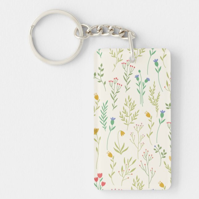 Flower Pattern Spring Floral Acrylic Key Ring (Front)