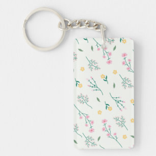 Flower Pattern Spring Floral Acrylic Key Ring