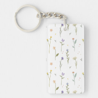 Flower Pattern Spring Floral Acrylic Key Ring