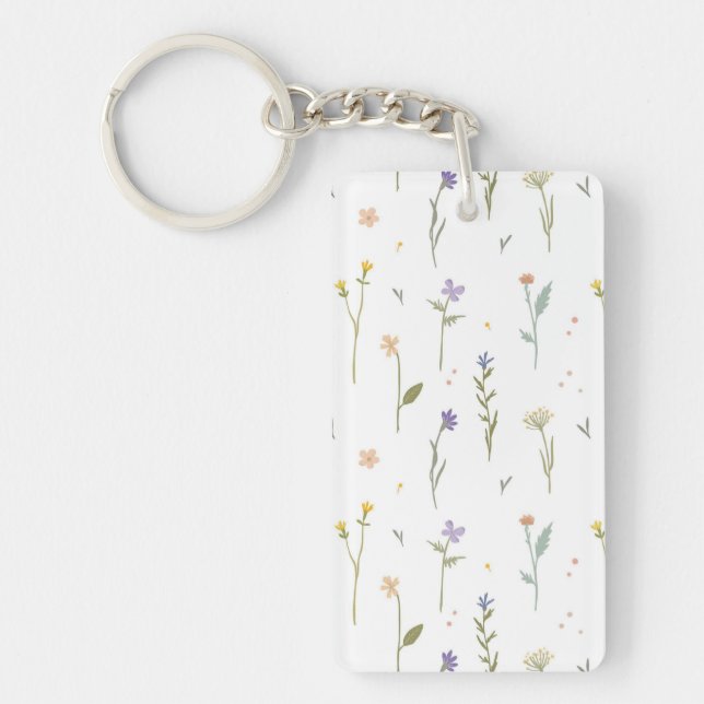 Flower Pattern Spring Floral Acrylic Key Ring (Front)