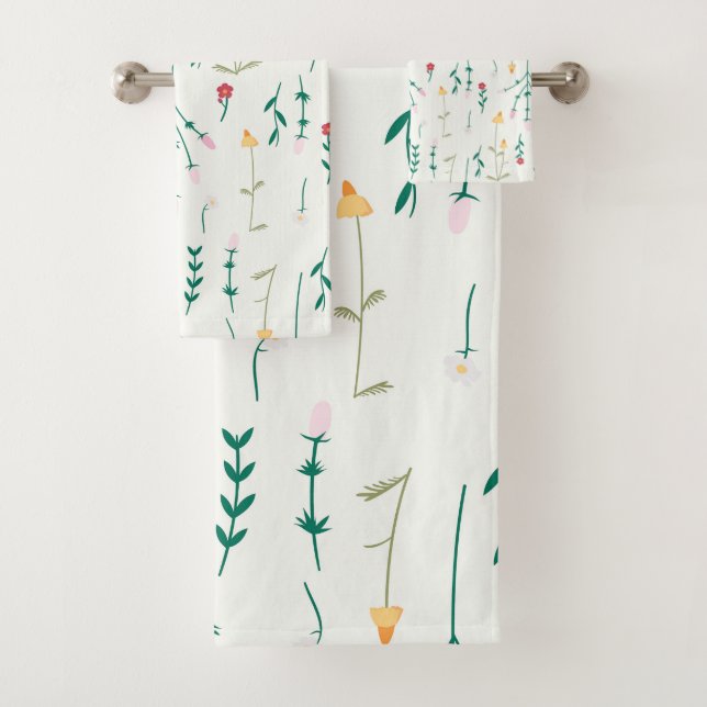 Flower Pattern Spring Floral Bath Towel Set (Insitu)
