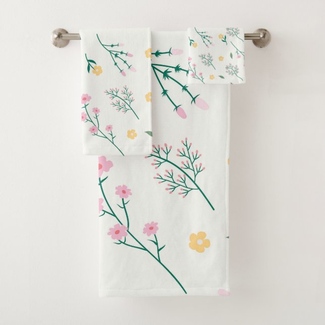 Flower Pattern Spring Floral Bath Towel Set (Insitu)