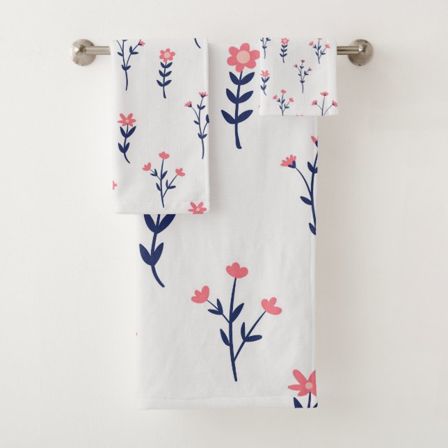 Flower Pattern Spring Floral Bath Towel Set (Insitu)