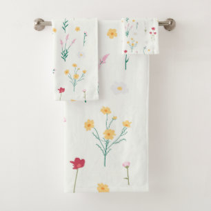 Flower Pattern Spring Floral Bath Towel Set