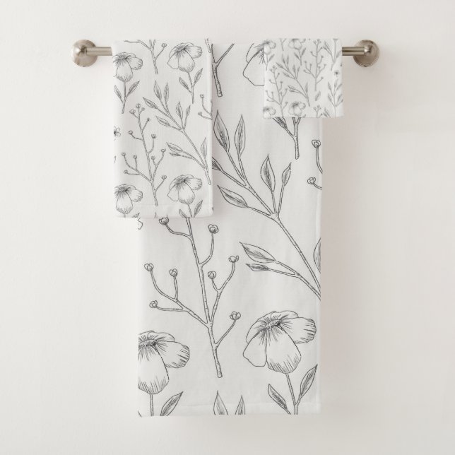 Flower Pattern Spring Floral Bath Towel Set (Insitu)