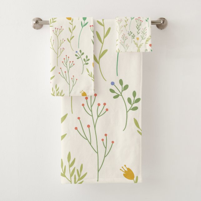 Flower Pattern Spring Floral Bath Towel Set (Insitu)