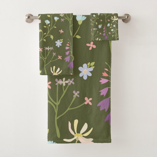 Flower Pattern Spring Floral Bath Towel Set (Insitu)