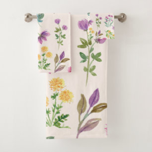Flower Pattern Spring Floral  Bath Towel Set
