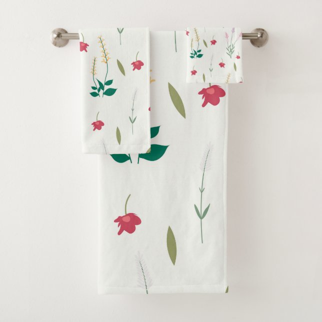 Flower Pattern Spring Floral Bath Towel Set (Insitu)