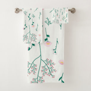 Flower Pattern Spring Floral Bath Towel Set