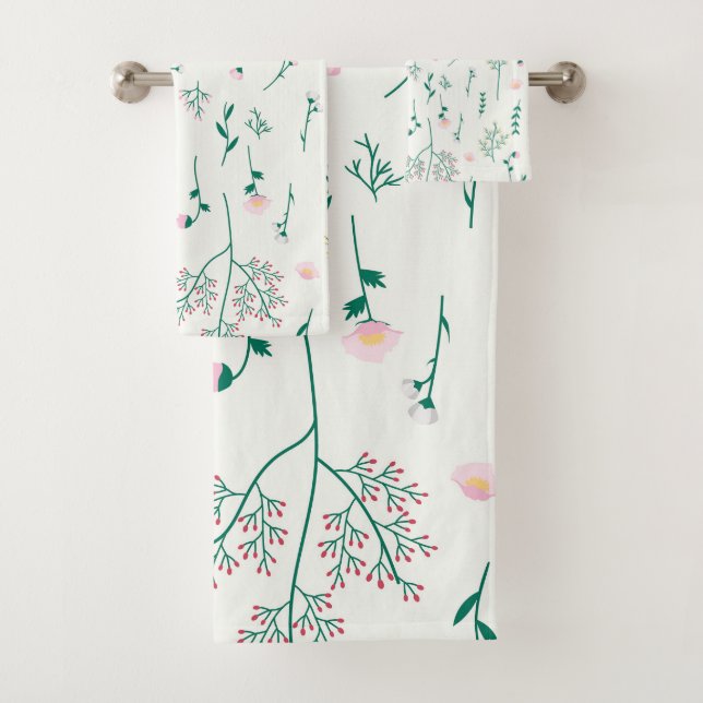 Flower Pattern Spring Floral Bath Towel Set (Insitu)