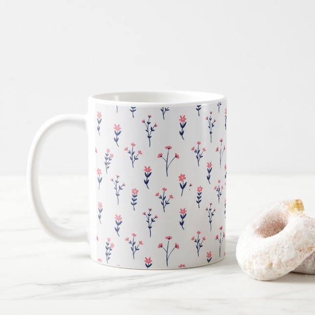 Flower Pattern Spring Floral Classic Coffee Mug (With Donut)