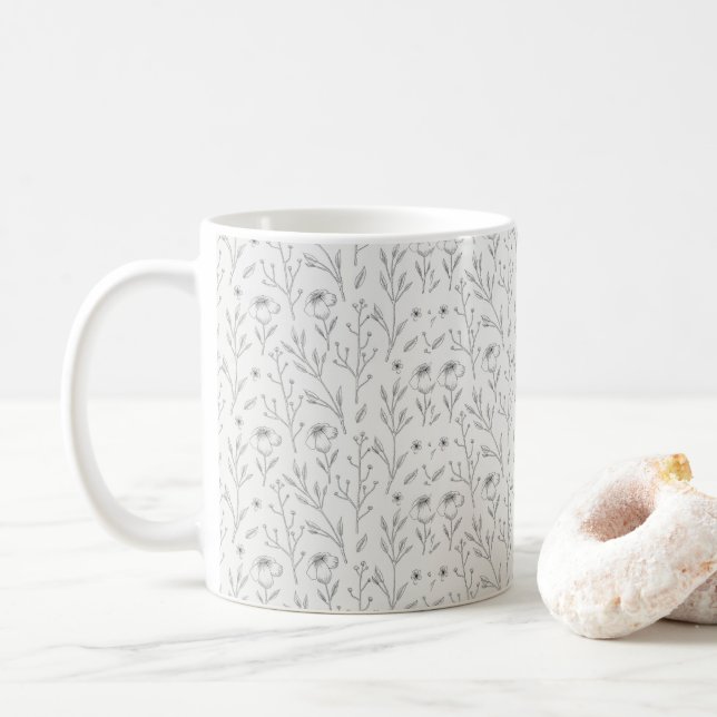 Flower Pattern Spring Floral Classic Coffee Mug (With Donut)