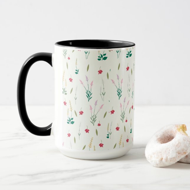 Flower Pattern Spring Floral Combo Mug (With Donut)
