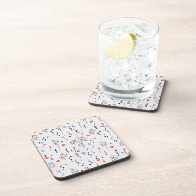 Flower Pattern Spring Floral Hard plastic Coaster (Right Side)