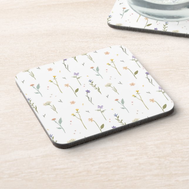 Flower Pattern Spring Floral Hard plastic Coaster (Left Side)