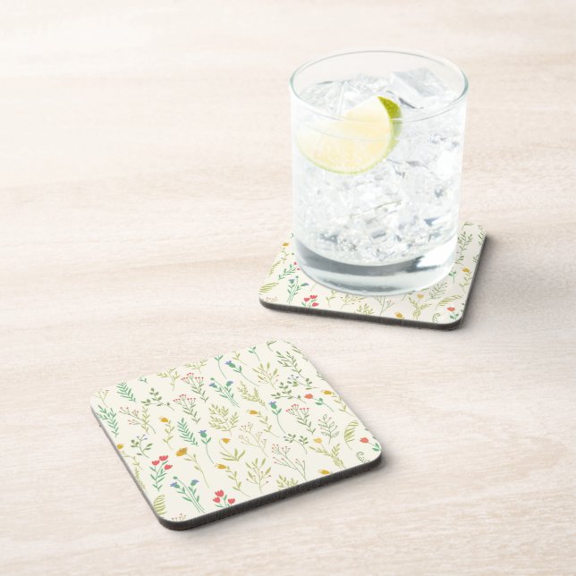 Flower Pattern Spring Floral Hard plastic Coaster (Right Side)