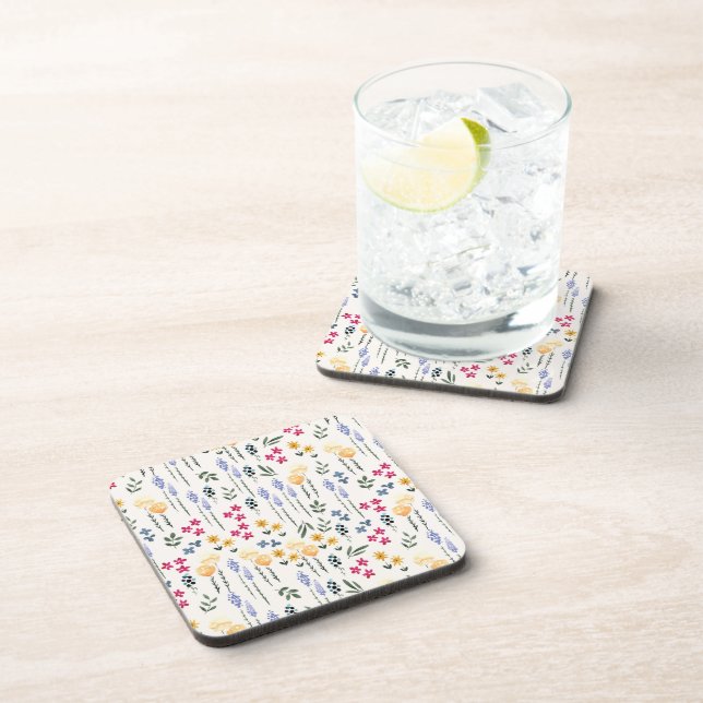 Flower Pattern Spring Floral Hard plastic Coaster (Right Side)