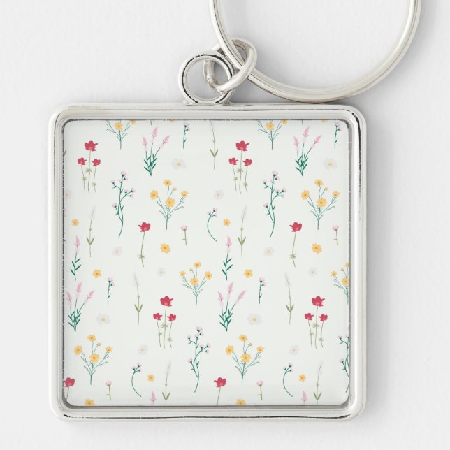 Flower Pattern Spring Floral Key Ring (Front)