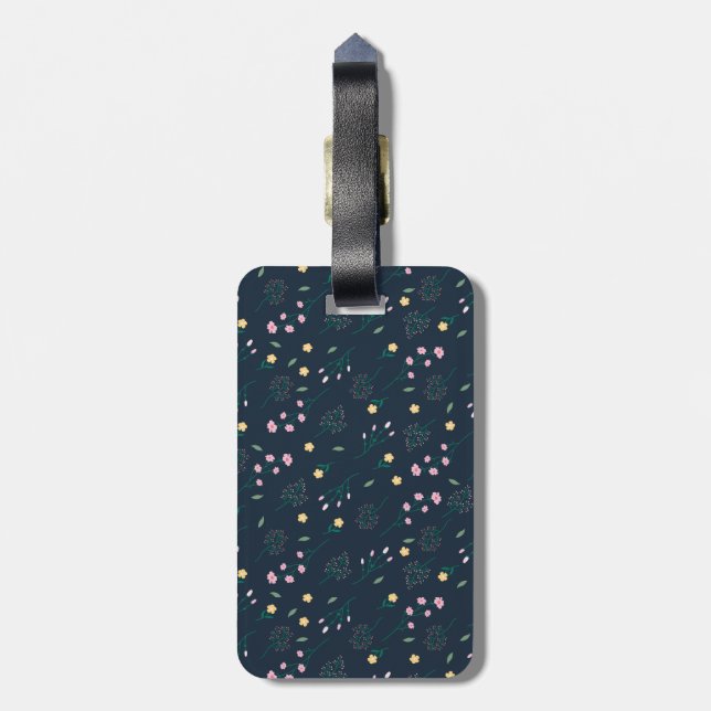 Flower Pattern Spring Floral Luggage Tag (Back Vertical)