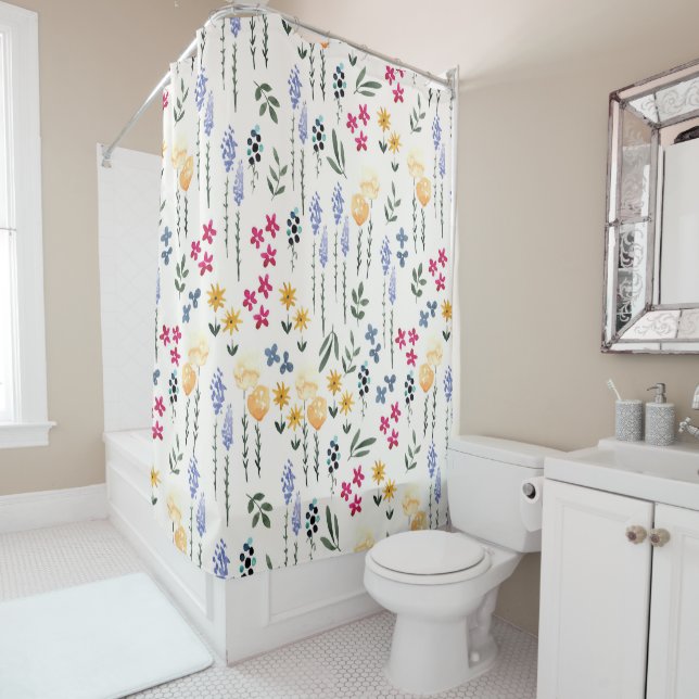 Flower Pattern Spring Floral Shower Curtain (In Situ)