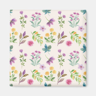 Flower Pattern Spring Floral Square Magnet