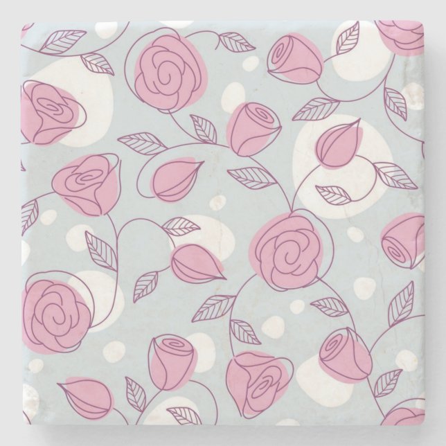 Flower pattern stone coaster (Front)