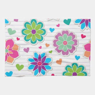 Flower pattern tea towel