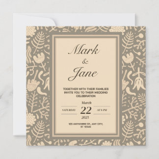 Flower pattern themed wedding invitation