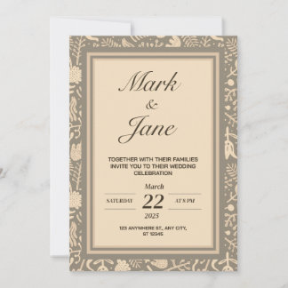 Flower pattern themed wedding invitation