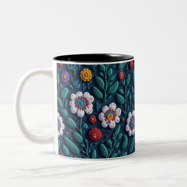 flower pattern  Two-Tone coffee mug (Left)