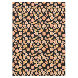 Flower pattern warm colour 11.wx4. Black BG Tablecloth