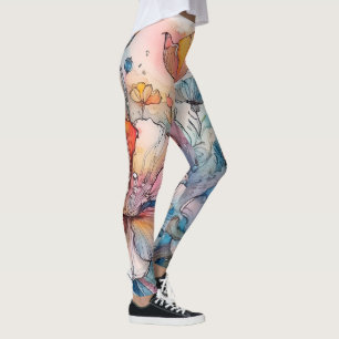 Flower Pattern Watercolor Leggings