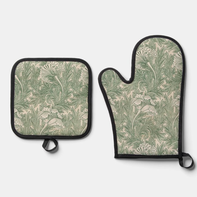 Flower Pattern, William Morris Oven Mitt & Pot Holder Set (Front)