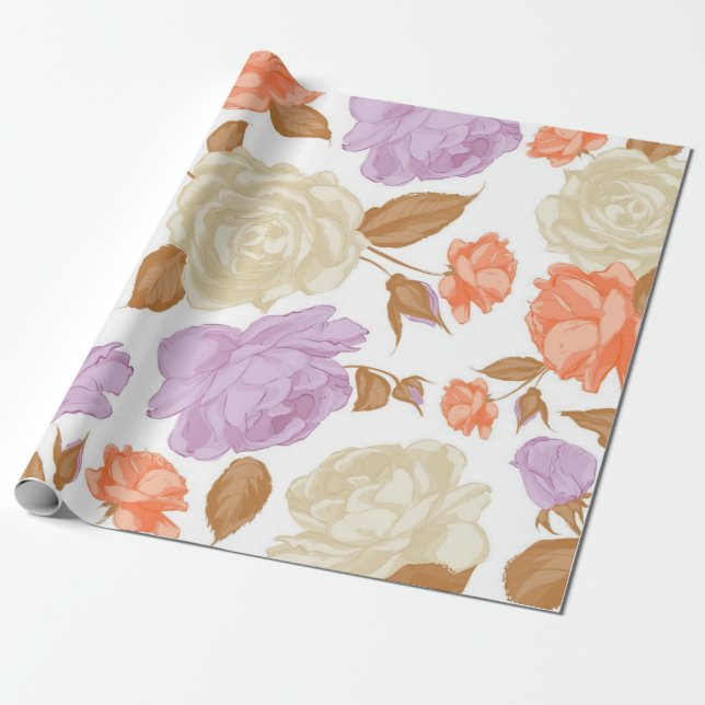 Flower pattern wrapping paper (Unrolled)